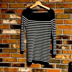Long black and white striped sweater